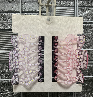 ポータブル 女性 透明な髪爪 花のプリント プラスチックのマウスのクリップ