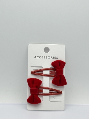 クリスマスアトモスフィア 2パック レッドボーヘアクリップ