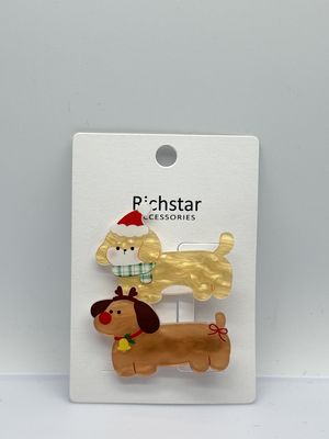 独特なデザイン 可愛い動物 アクリル 2パック ヘアクリップ
