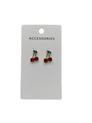 春新品 赤いジルコーン チェリー 耳掛け エレガント 流行 果物型耳飾り 女性用 女の子用 全品 スタイリッシュ