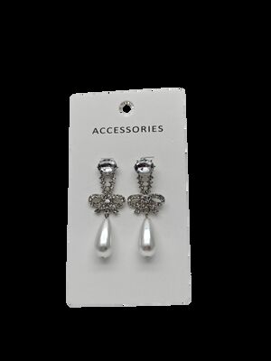 女性用高品質金メッキリボンピアス トレンディ合金ジュエリー 絶妙なラインストーンジルコン ファッションパール気質