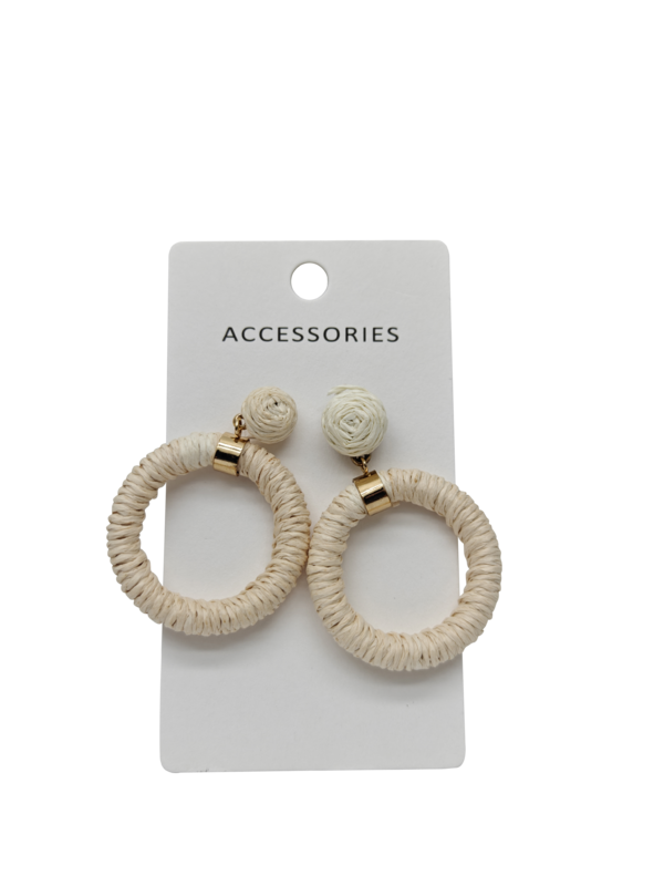 新しい丸いラタン耳飾り 手織り耳飾り ボヘミア様式 シンプル ラフィア織りペンダント耳飾り