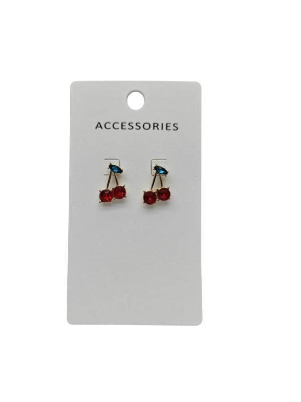 春新品 赤いジルコーン チェリー 耳掛け エレガント 流行 果物型耳飾り 女性用 女の子用 全品 スタイリッシュ